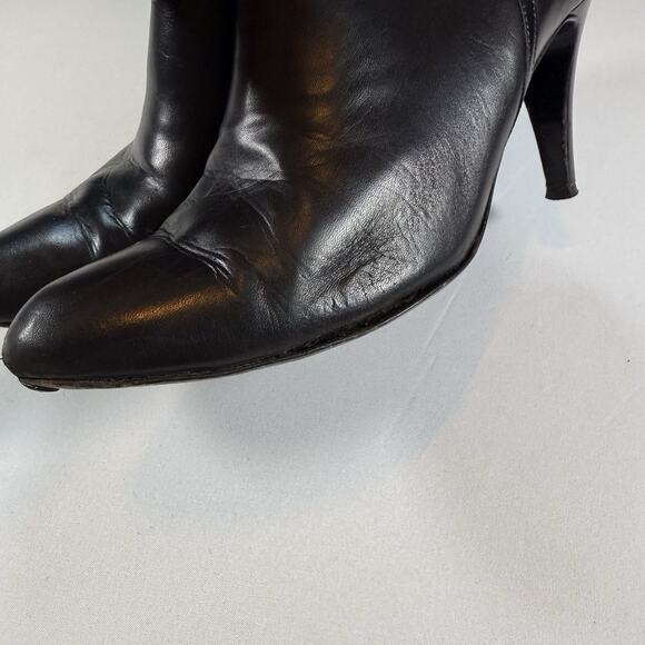 Cole Hann Vtg Leather Knee High Slouchy Almond Toe Heel Boots Black Wms Sz 7.5 - Picture 10 of 16